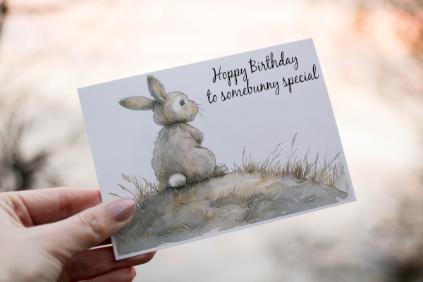 Cute bunny birthday card.. Hoppy Birthday to somebunny special